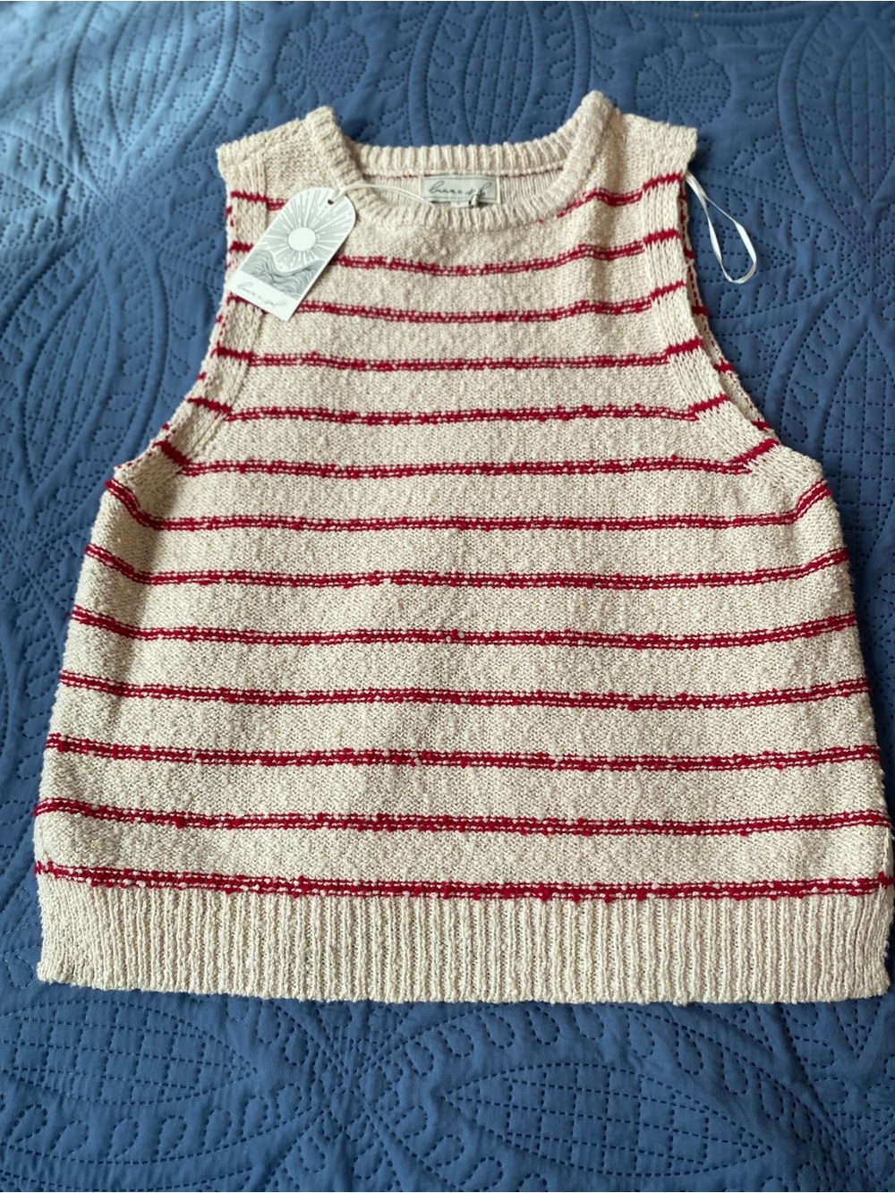 New cream and red color top size L